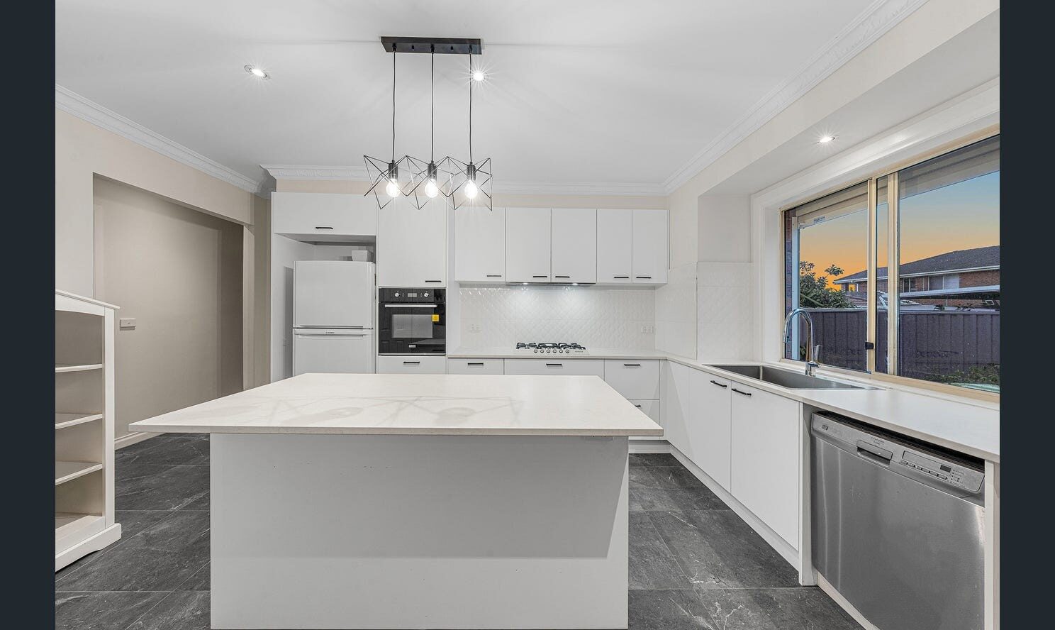 White island kitchen with stone benchtops, Dandenong